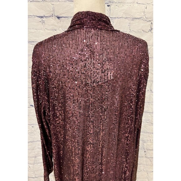 NWT ANNE KLEIN Women’s Sequin Draped Open Front Cardigan Deep Plum Size XL $149 - Picture 6 of 11